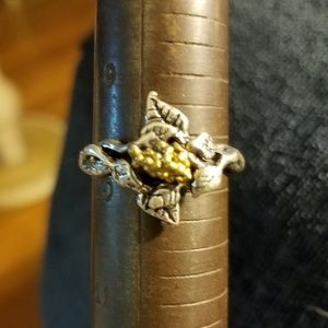 Sterling Silver leaves with Bronze Grapes ring